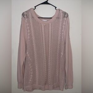 Leith Pink Open Knit Sweater Size Medium